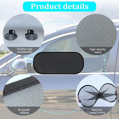 2 Pack Universal Car Window Shade, Cling Sunshade - Sun, Glare and UV Rays Protection for Your Child - Baby Side Window Car Sun Shades, Blocks Over 98% of Harmful UV Rays (Large)