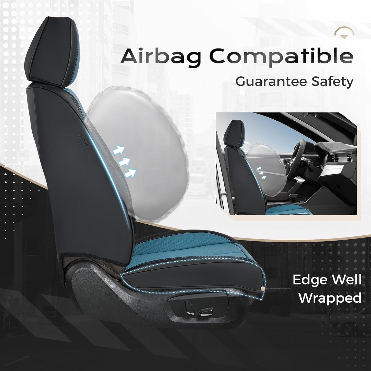 Coverado Seat Covers Full Set, Black Seat Covers for Cars 5 Seats, Car Seat Protector, Waterproof Nappa Leather Car Seat Cushion, Front and Rear Car Seat Cover Fit for Most Sedans SUV Pick-up Truck - Colors A