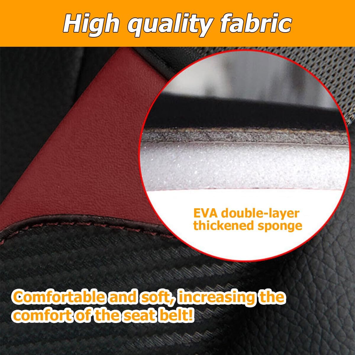 Osilly 2PCS Car Seat Belt Cover, Carbon Fiber Seatbelt Shoulder Protection, Soft Car Seat Belt Strap Cushion Protect Your Neck and Shoulder, Car Accessories Seat Belt Pad for Car Truck (Red)