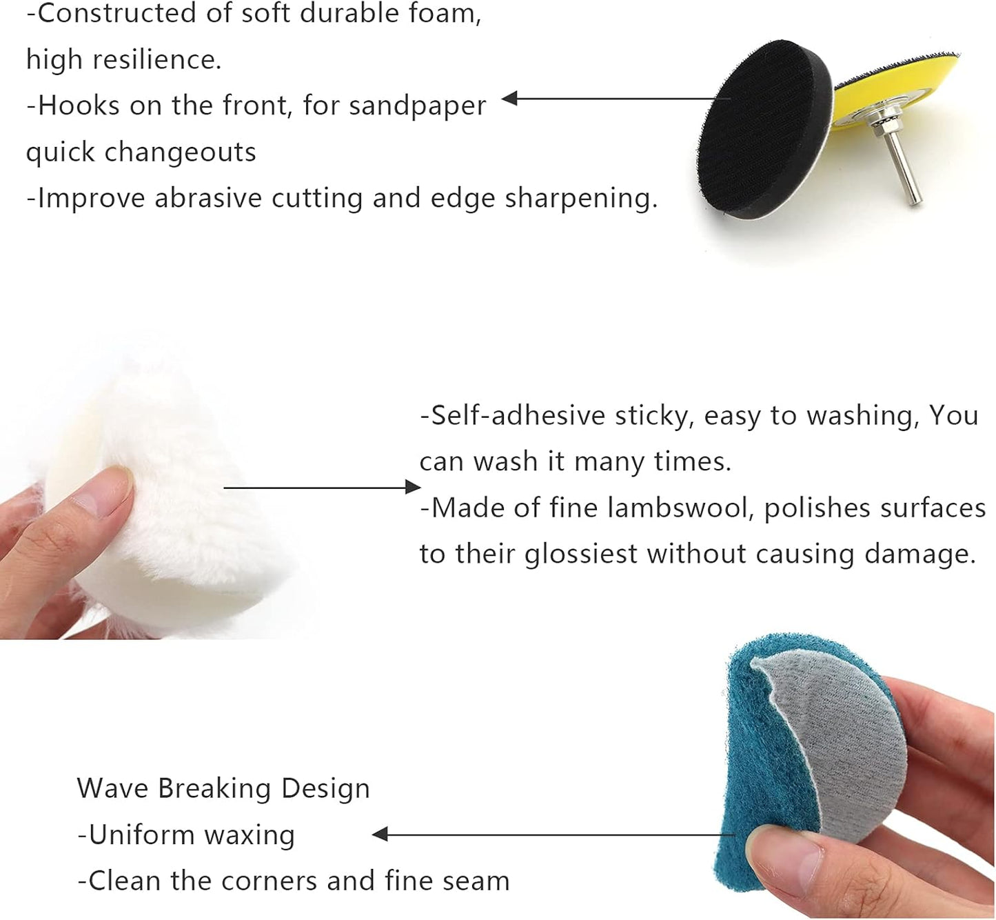 Car Headlight Restoration Kit, 3 Inch Car Polishing Sanding Discs with 1/4 Inch Shank Backing, Scouring Pads, Buffing Sponge, Soft Interface, Woolen Buffer, 41PCS