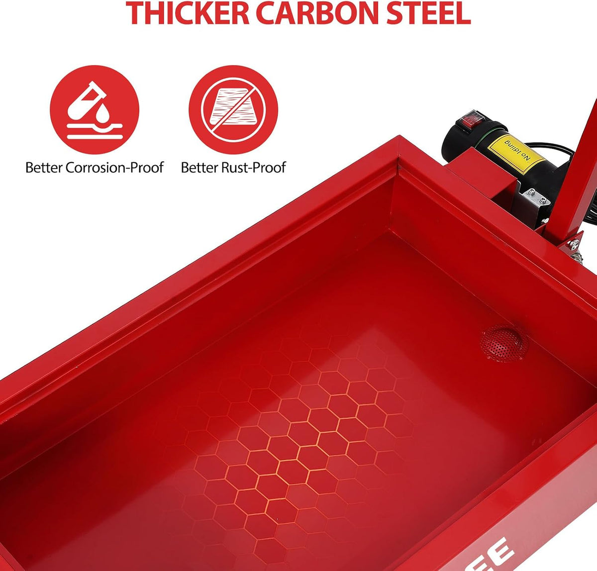 Garvee 20 gal Oil Drain Pan Oil Drain Tank, 76 L Low Profile Oil Drain Pan, Large Capacity Oil Change Pan with Manual Pump & T Foldable Hand and Wheels, 8 ft Hose Oil Drain Cart for Car, SUV, Trucks