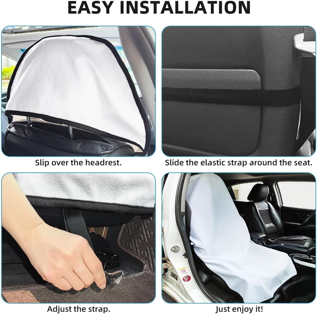 Waterproof Sweating Car Seat Cover for Post Gym Workout, Running, Swimming, Beach and Hiking, Universal Fit Non-Slip Towel Bucket Seat Protector for Cars SUV Trucks, Machine Washable (Grey)