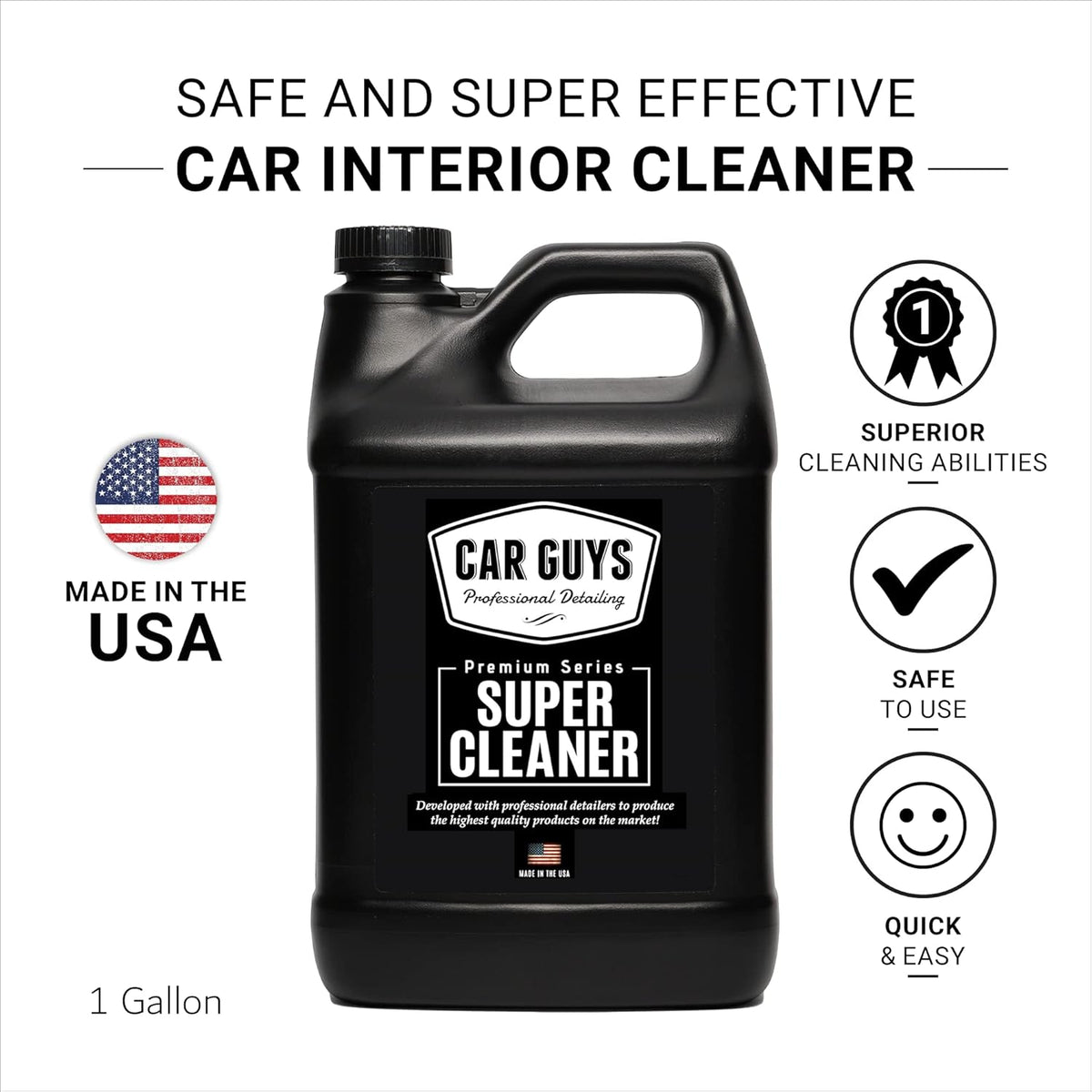 CAR Guys Super Cleaner | Interior Car Cleaner for Tough Stains | Stain Remover for Car Seats, Carpet, Upholstery, & Leather | 18 Oz Kit with Microfiber Towel