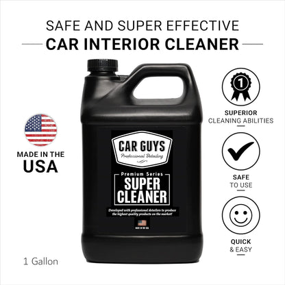 CAR Guys Super Cleaner | Interior Car Cleaner for Tough Stains | Stain Remover for Car Seats, Carpet, Upholstery, & Leather | 18 Oz Kit with Microfiber Towel