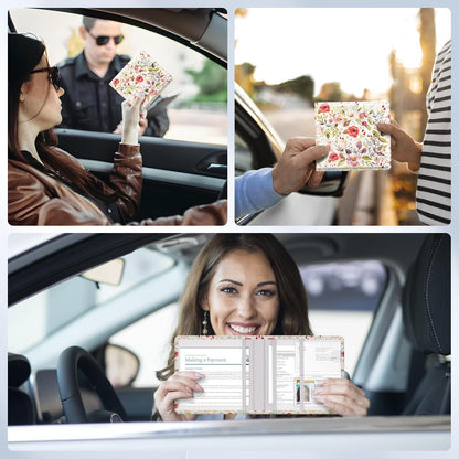 Car Registration and Insurance Card Holder，Vehicle Glove Box Car Organizer，Accessories Case for Storing Driving Licences, Cards, Documents