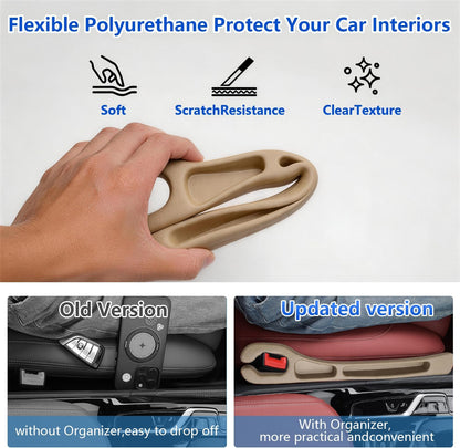 Car Seat Gap Filler Organizer 2Pack,Car Accessories with Safety Hammer,2 in 1 No Drop Seat Guard with Storage Slot for Phone,Keys,Universal Interior Gap Filler for Cars SUV Truck,Red