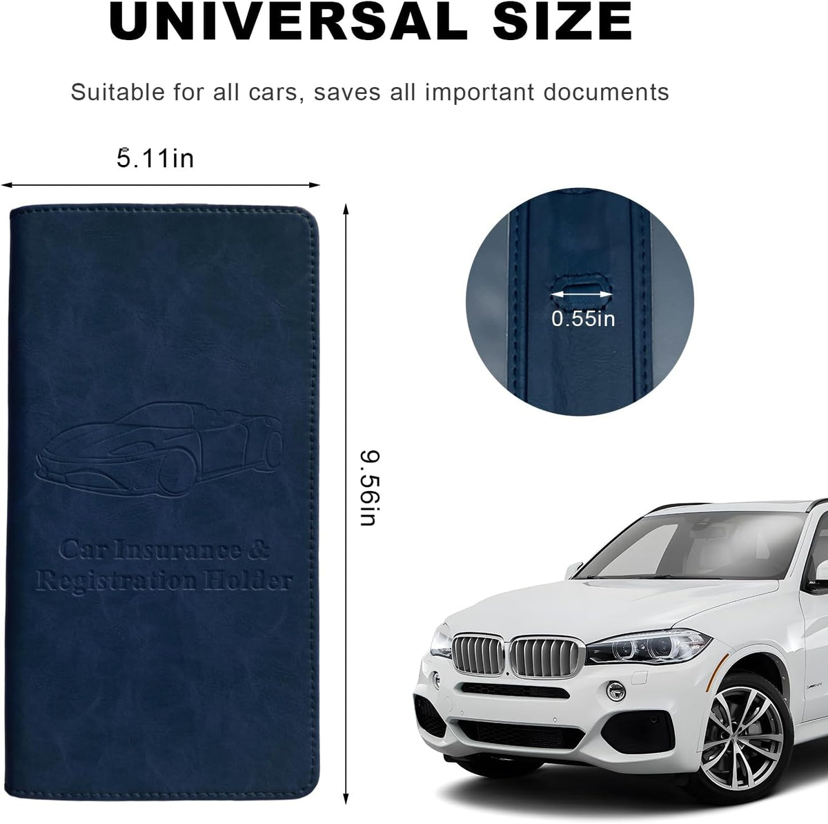 Car Registration and Insurance Holder, Leather Auto Glove Box Document Organizer with Magnetic Closure, Car Essential Paperwork Wallet Case Interior Accessories for Women Men (Leopard Print)