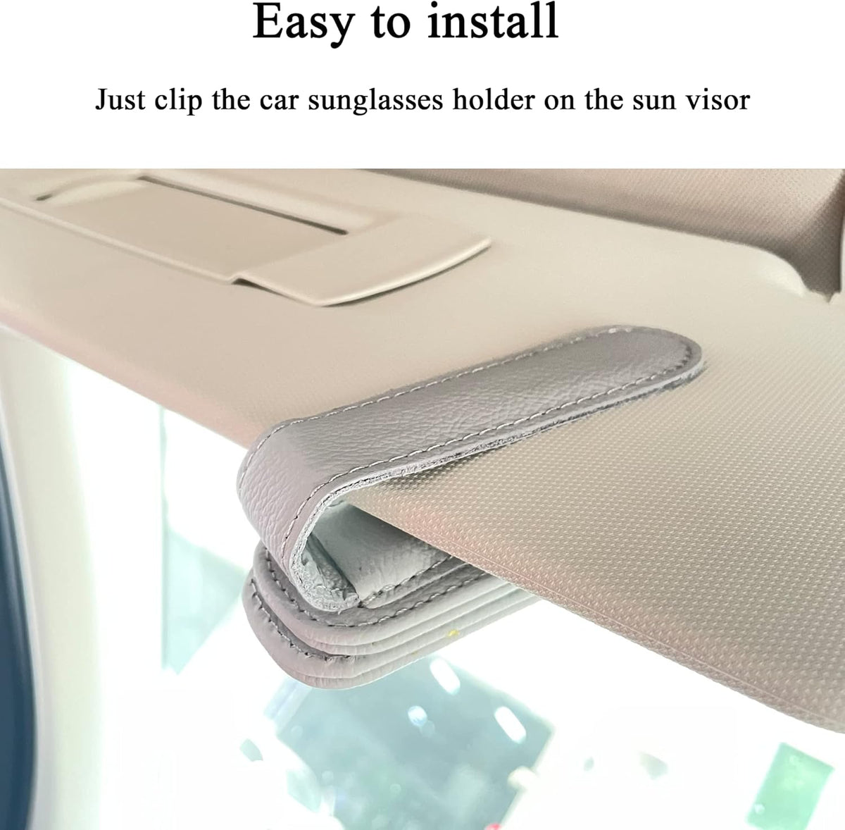 KIWEN Sunglasses Holders for Car Visor, Magnetic Leather Glasses Eyeglass Clip for Car, Ticket Card Clip Sunglasses Mount, Car Visor Accessories Gadgets (1, Black)
