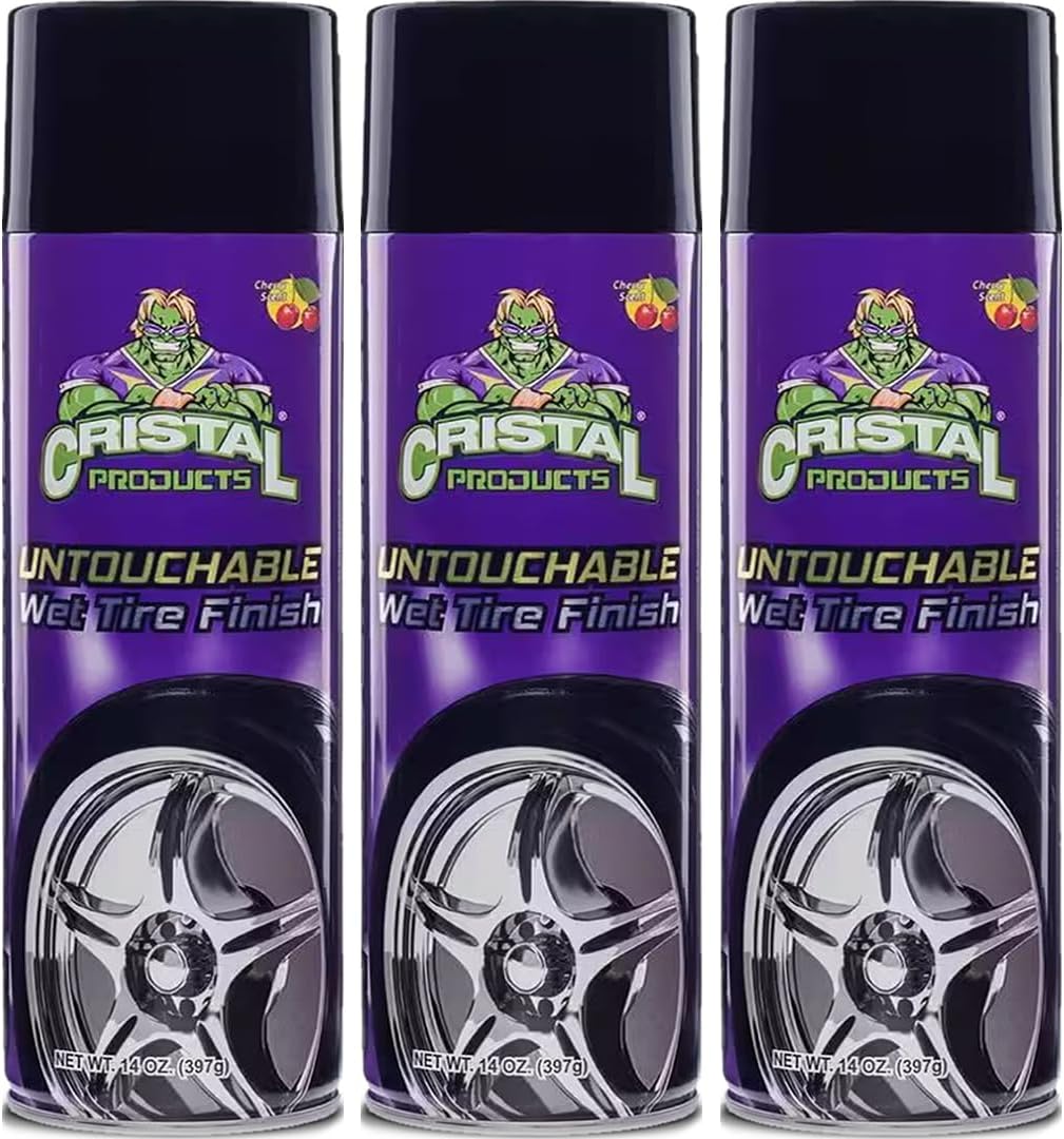 Cristal Products Untouchable Tire Shine Spray – Long-Lasting Wet Tire Finish for Deep Gloss & Protection – Waterproof Tire Shine, Easy Application, Premium Tire Cleaner Shine