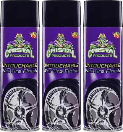 Cristal Products Untouchable Tire Shine Spray – Long-Lasting Wet Tire Finish for Deep Gloss & Protection – Waterproof Tire Shine, Easy Application, Premium Tire Cleaner Shine