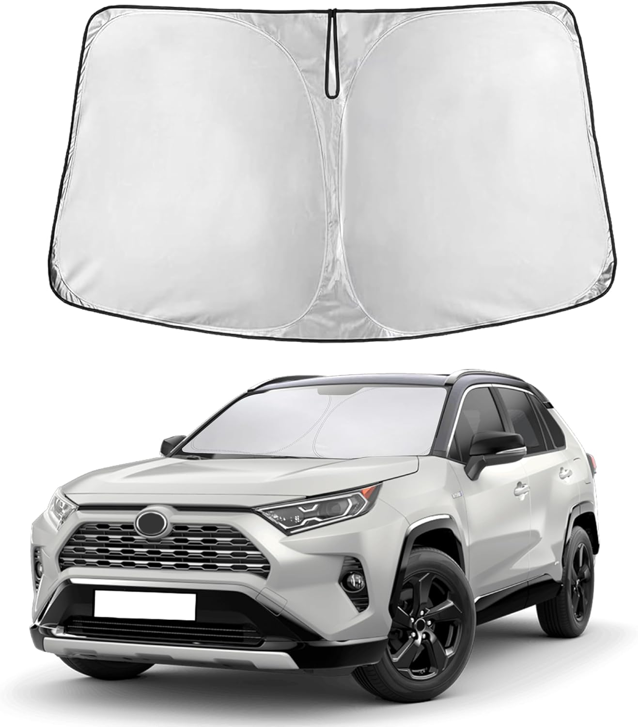 EcoNour Car Windshield Sun Shade | 2025 Upgraded Innovative No-Light-Pass Technology for Maximum Coverage | Foldable Sun Shade Keeps Your Vehicle Cool | Must-Have Car Accessories | Small (59" x 29") - Colors N
