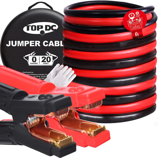 TOPDC 4 Gauge 20 Feet Jumper Cables for Car, SUV and Trucks Battery, Heavy Duty Automotive Booster Cables for Jump Starting Dead or Weak Batteries with Carry Bag, (TD-P0420)