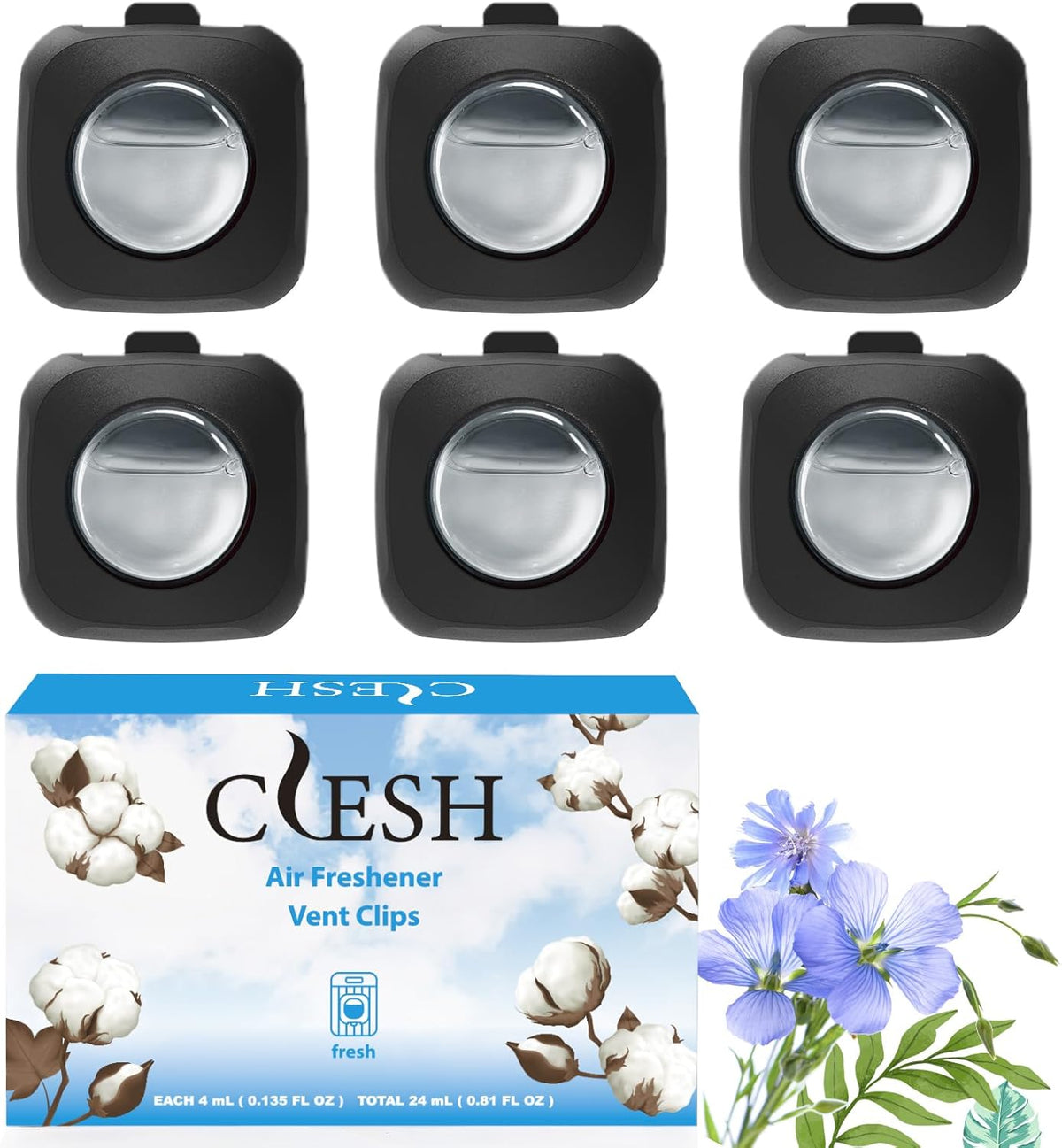 Car Air Fresheners, 6 Pack, Citrus, Car Fresheners Vent Clips, Long Lasting Air Freshener, Car Refresher for Men Women