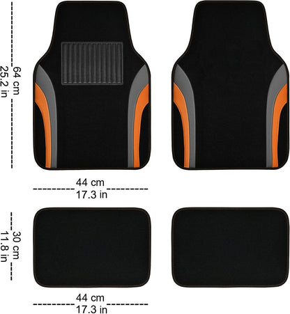 CAR PASS Leather Waterproof Sporty Car Floor Mats Carpet,Universal Automotive Floor Mat Fit for Sedans, Cars, Mid Trucks, Vans, SUV, Set of 4 (Black and Gray)