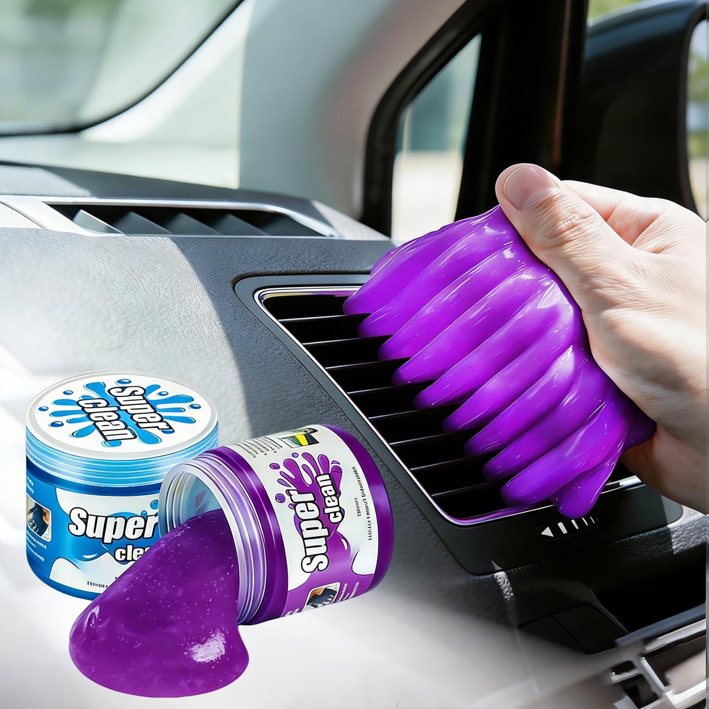 2-Pack Car Cleaning Gel, Universal Interior Detailing Putty Slime, Dust Remover for Car Vents, Dashboard & Keyboard, Ideal Gift for Men & Women