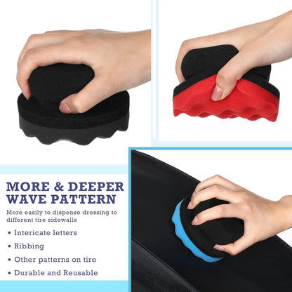 BBTO 6 Pcs Tire Hex Grip Dressing Applicator Washable Shine Applicator Dressing Pad Car Detailing Foam Sponge Reusable Cleaner Sponge for No Slip Tire