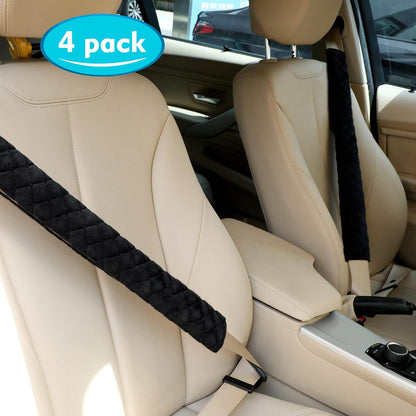 Tatuo 4 Pack Seat Belt Cover Extra Long Seat Belt Pads for Car Soft Comfort Shoulder Strap Covers Harness Pads Helps Protect Your Neck and Shoulder(10.6 Inch,Black)