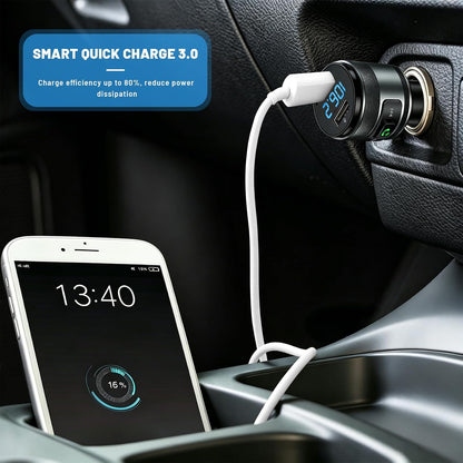 IMDEN Bluetooth 6.0 FM Transmitter for Car, MP3 Music Player Wireless Radio Adapter Kit with QC 3.0 Fast Charger, Hands-Free Calling, Supports USB Drive for 12V/24V Vehicles