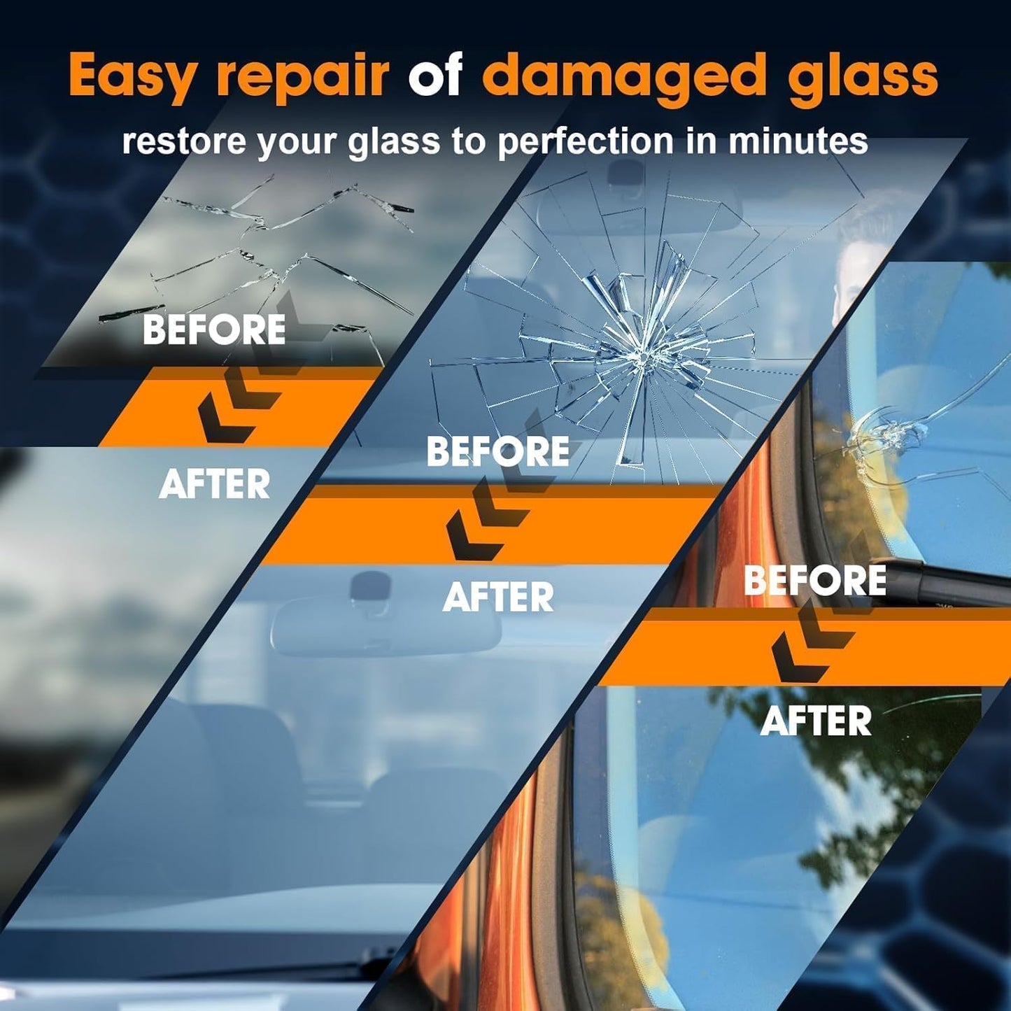 Windshield Chip Repair Kit, Quick-Fix Car Cracked Windshield Repair Kit, Glass Crack Repair Resin with Suction Cup for Fixing Car Chips Scratches Cracks & Bulls Eye,2 Pack