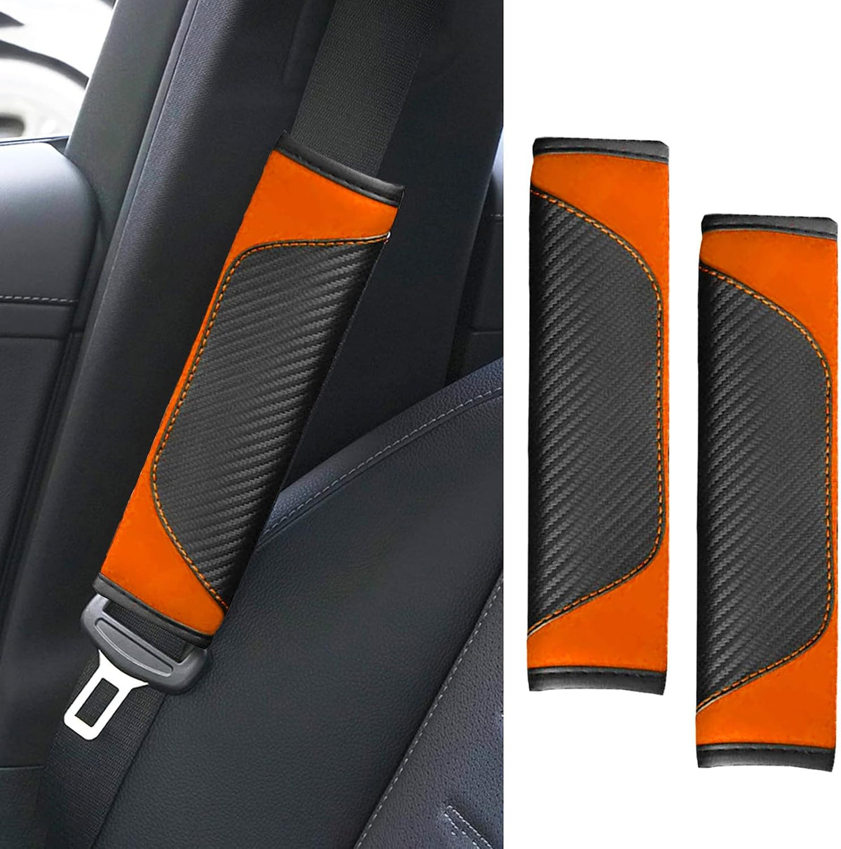 2PCS Car Seat Belt Cover Pad, Soft Carbon Fiber Leather Seatbelt Shoulder Protector for a More Comfortable Driving, Universal Safety Belt Strap Cover to Protect Your Neck (Blue)