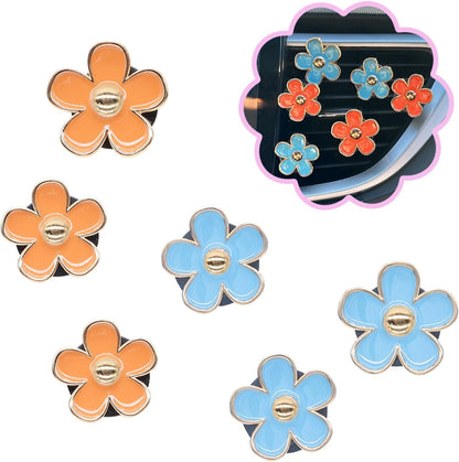 ORIESSE 6pcs Flowers Car Air Freshener Vent Clips Purple White Daisy Air Vent Clip Car Accessories for Women 3.3cm/3cm Flower Vehicle Interior Decor Refillable Diffuser