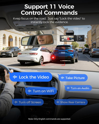AZDOME M550 Max 4K 3 Channel Dash Cam, Dual STARVIS 2 Sensors, 4K+2.5K+1080P Front and Rear Inside Triple Car Camera, Built-in WiFi GPS, 64GB Card Included, IR Night Vision, Ride Share Accessories