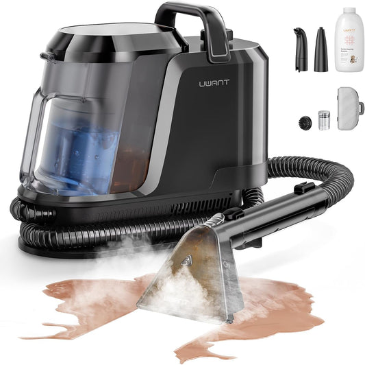 Uwant Carpet Cleaner Machine with Steam&Hot&Cold Water System 18Kpa Powerful Suction Upholstery Cleaner Machine with Textile Cleaner for Pets, Carpet Steam Cleaner with Specialty Tools for Cars