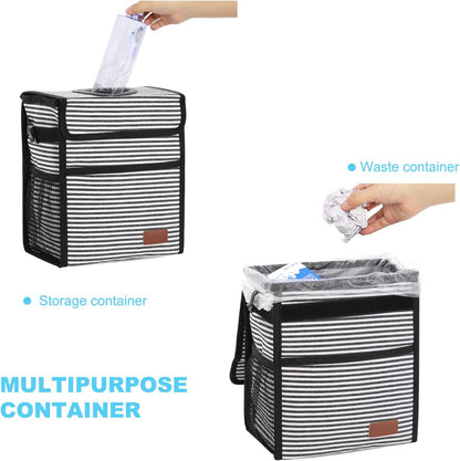 Femuar Leak Proof Car Trash Can with Lid - Waterproof Automotive Garbage Bin for SUVs, Collapsible and Portable Car Trash Bag, Black