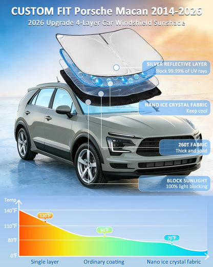 for Toyota Tacoma 2016-2023 2024 2025 2026 Sun Shade Sunshade Windshield Cover - 4 Layers Front Window Shade Custom Fit Tacoma 2Dr 4Dr Pickup Sun Visor 240T Shade Blocks UV Rays Car Accessories - Colors D
