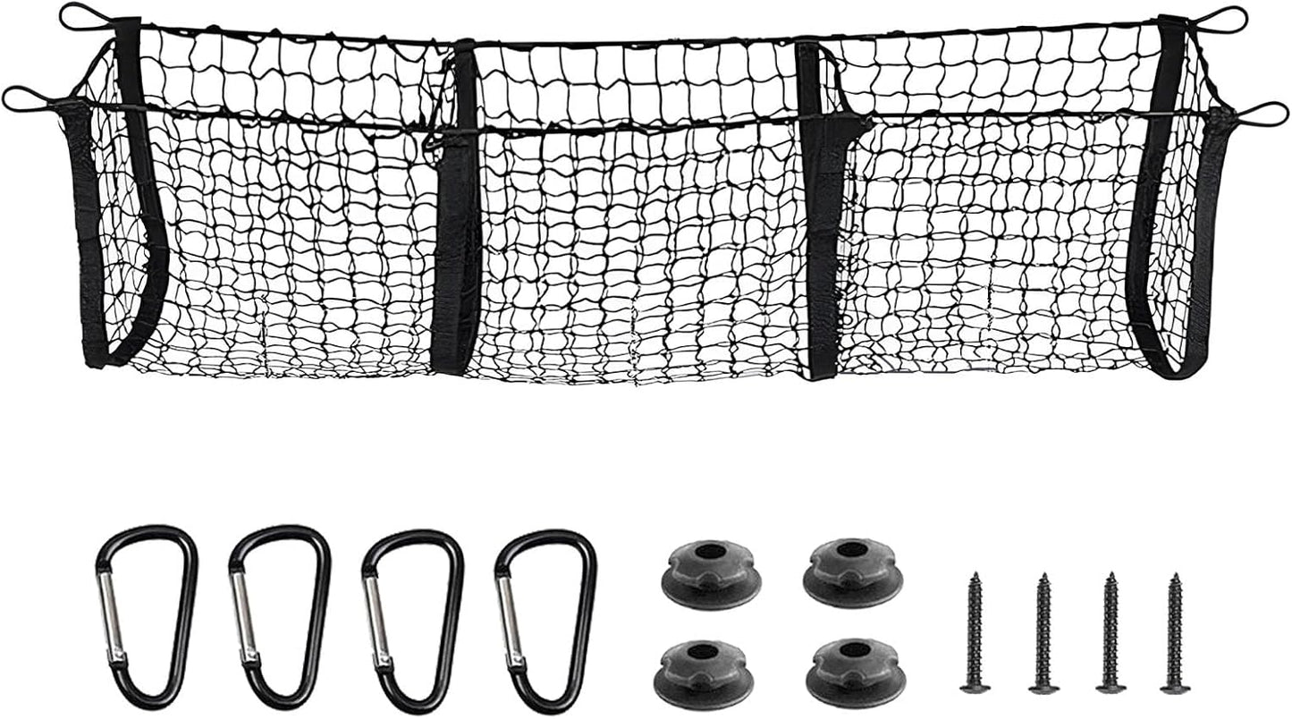 BAILALIBO Cargo Net Stretchable, Adjustable Elastic Trunk Mesh Nets with Metal Hook Universal for SUV, Jeep, Trucks, Car Exterior Accessories for Secure Storage (35.4x15.8 inch)
