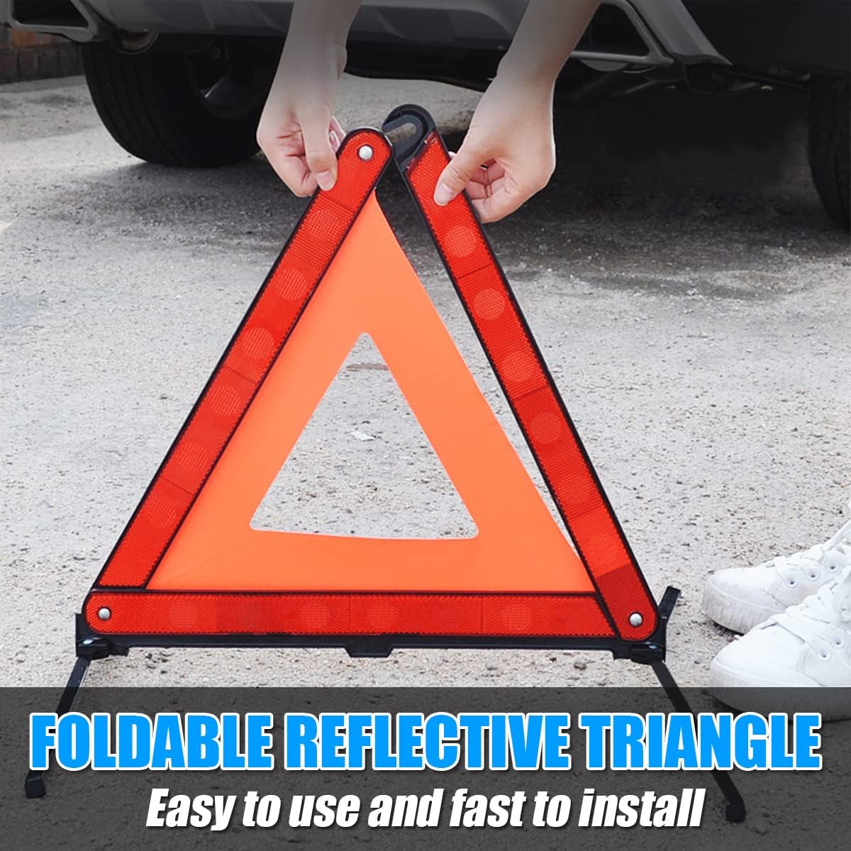 Warning Triangles, Foldable Car Road Warning Reflective Triangles, Emergency Triangle for Vehicles Breakdown, Slow Moving Vehicle Triangle Reflector Safety Triangle Kit