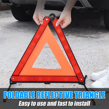 Warning Triangles, Foldable Car Road Warning Reflective Triangles, Emergency Triangle for Vehicles Breakdown, Slow Moving Vehicle Triangle Reflector Safety Triangle Kit