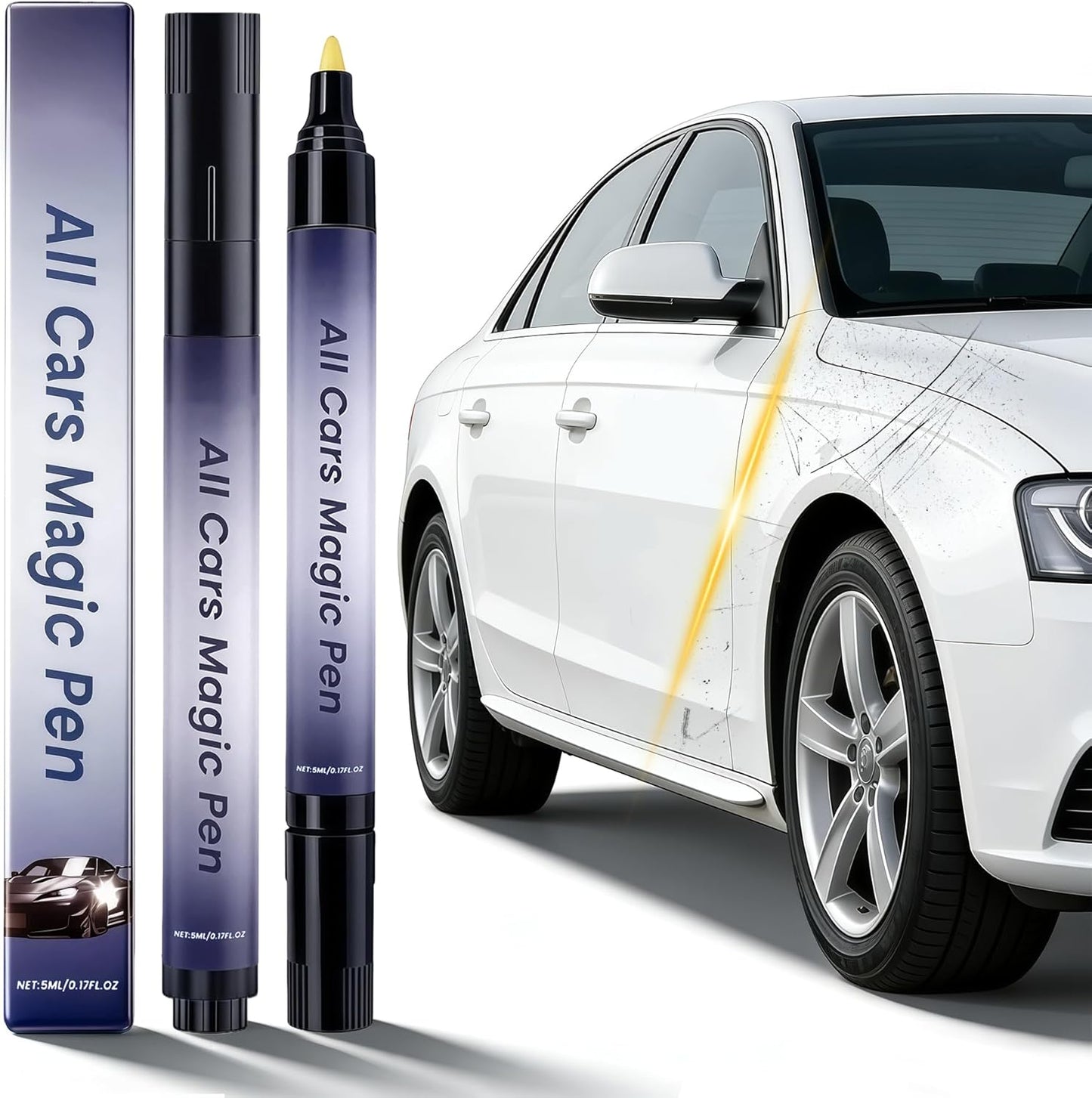 Car Scratch Remover Pen, Magic Car Scratch Removal Pen for All Car Colors, Scratch Repair Pen, Easy DIY Paint Repair Kit, Quick Fix for Wear Swirl Marks And Scuffs, 2PCS