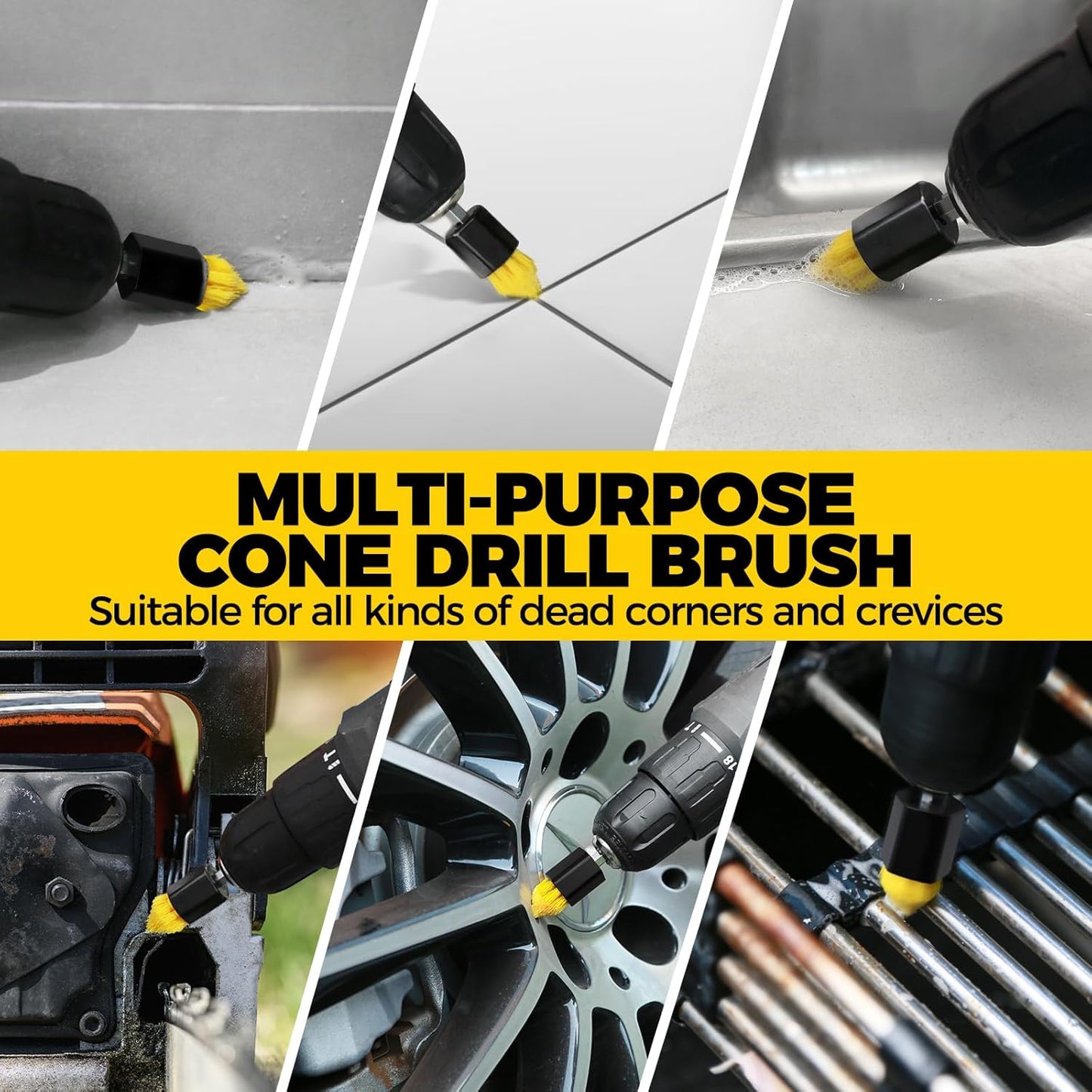 Holikme 30Pack Drill Brush Attachments Set,Scrub Pads & Sponge, Power Scrubber Brush with Extend Long Attachment All Purpose Clean for Grout, Tiles, Sinks, Car Polishing Pads,Bristle Discs