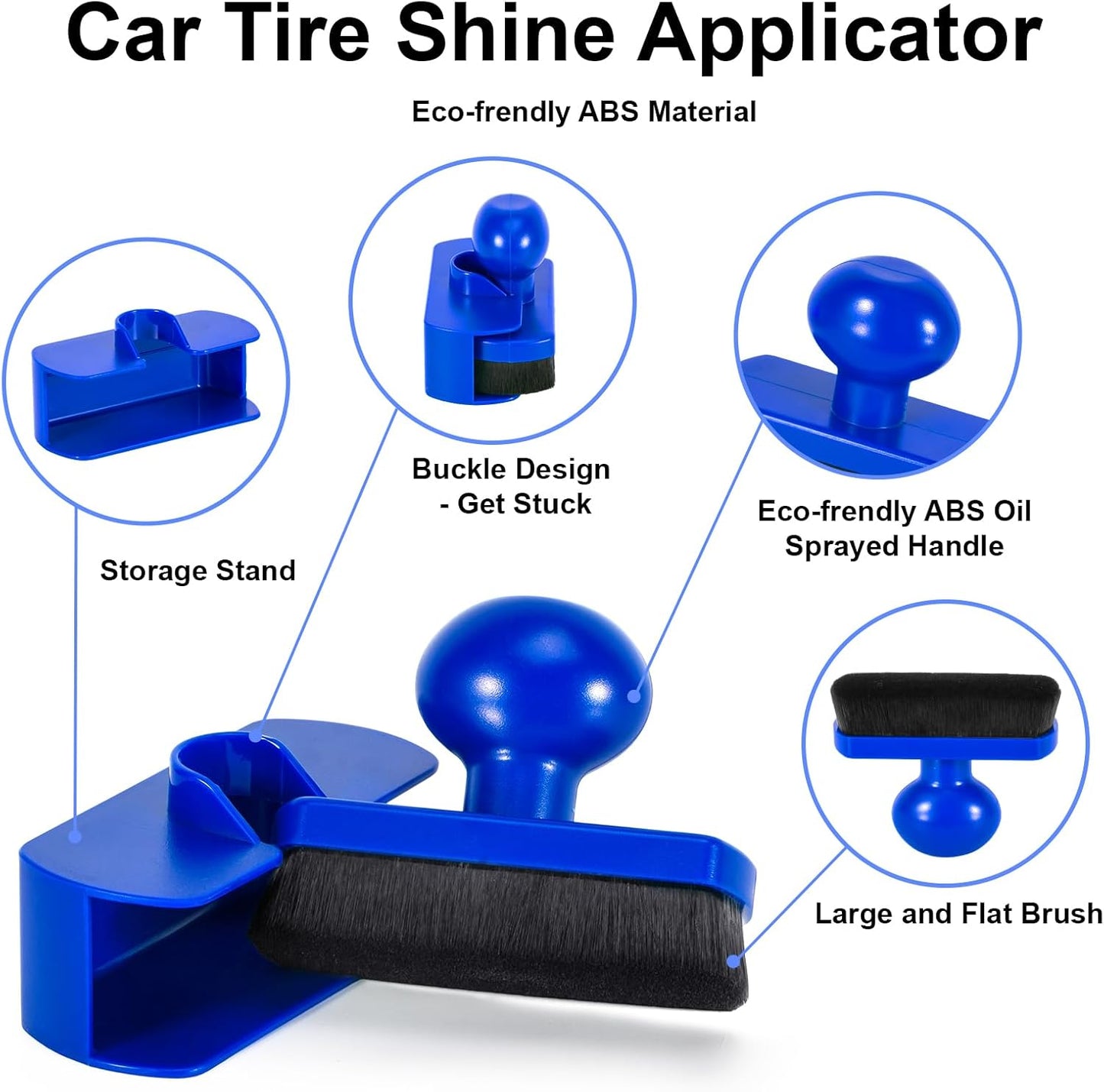 UNIMEIX Tire Shine Applicator Brush Large Vegan Tire Shine Brush with Storage Stand for Vehicles Tire Shine Polish Wax and Car Wash