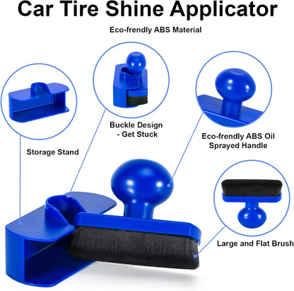 UNIMEIX Tire Shine Applicator Brush Large Vegan Tire Shine Brush with Storage Stand for Vehicles Tire Shine Polish Wax and Car Wash