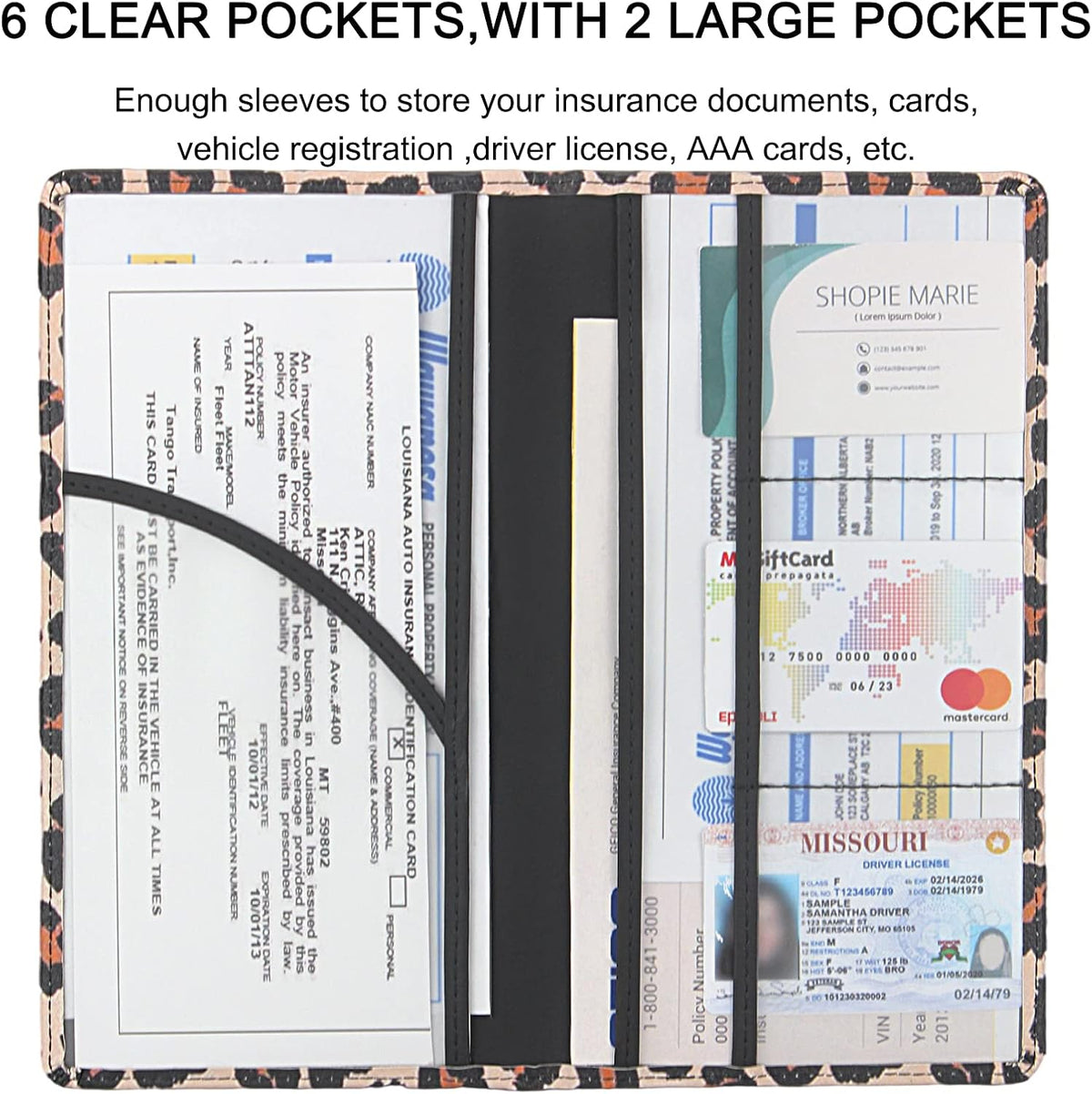 LumiMokki Premium Car Registration & Insurance Card Holder with Magnetic Shut, Vehicle Glove Box Car Organizer - For Documents, Cards, License (Black)