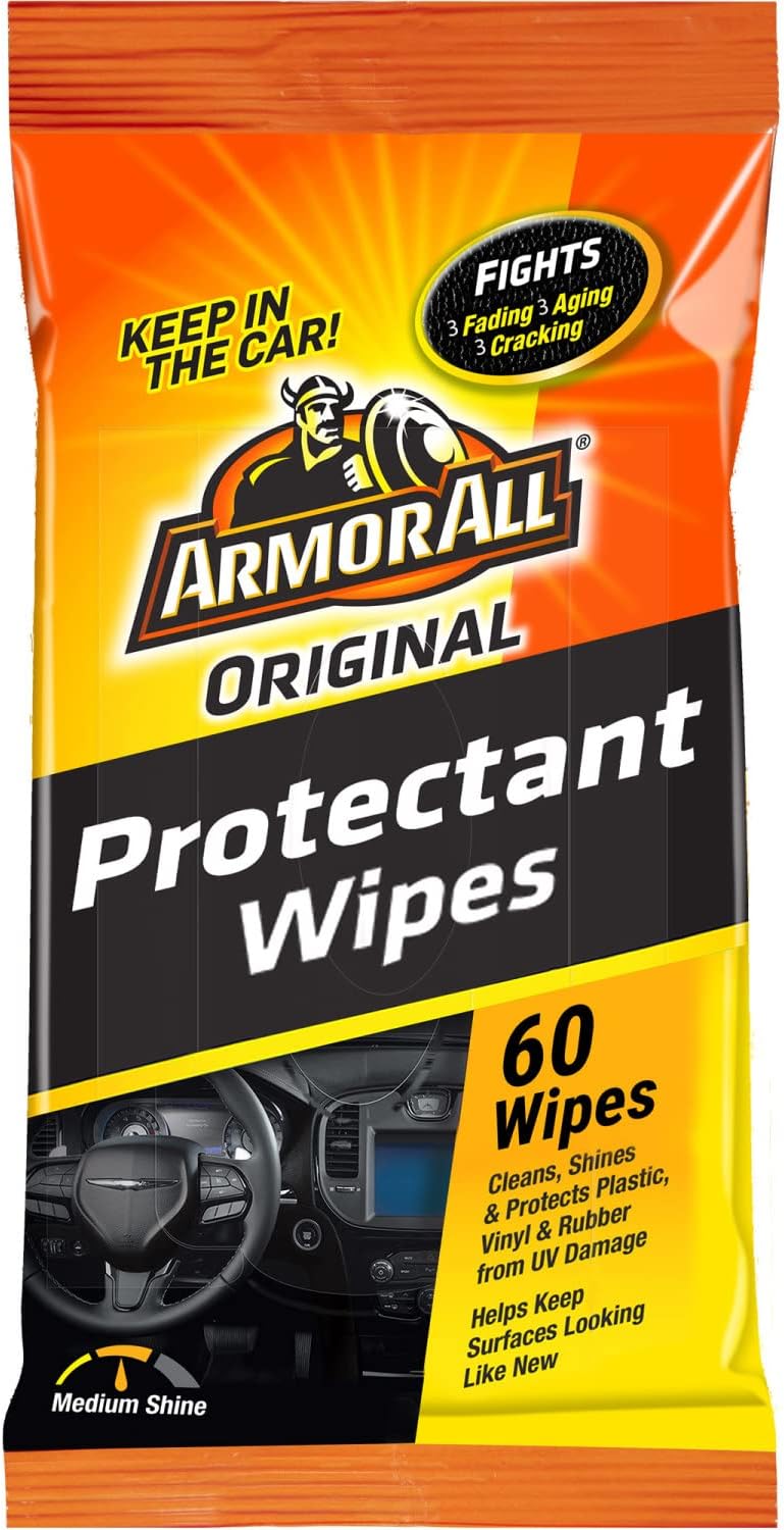 Armor All Car Protectant Wipes, Interior Car Wipes with UV Protection Against Cracking and Fading, 60 Wipes