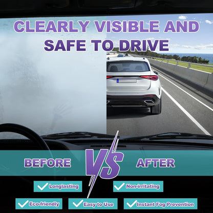 Glass Anti Fog Spray for Car Windshield, Interior Glass, Mirrors & Windows – Long-Lasting Defogger Prevents Fogging for Clear Vision, Safe Driving & Crystal Clear View – Easy to Use – 150ml / 5oz