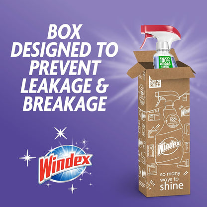 Windex Glass and Window Cleaner Spray Bottle, Ammonia Free, Packaging Designed to Prevent Leakage and Breaking, Surface Cleaning Spray, Crystal Rain Scent, 23 Fl Oz