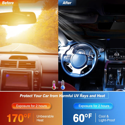 Windshield Sun Shade - Car Sun Shade Windshield, Reflector Sunshade Offers Ultimate Protection for Car Interior, Foldable Front Window Fit for Hatchback, Truck, SUV, MPV