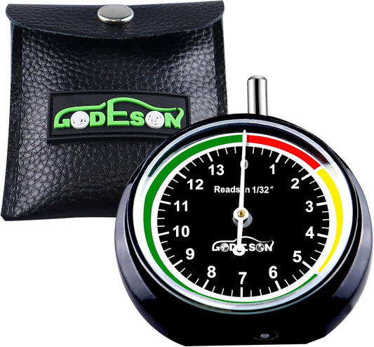 GODESON Tire Tread Depth Gauge,Metal Tread Depth Gauge with Clip,Tire Depth Gauge 32nds for car, Truck, Vehicle, Motocycler etc(Pack of 2)