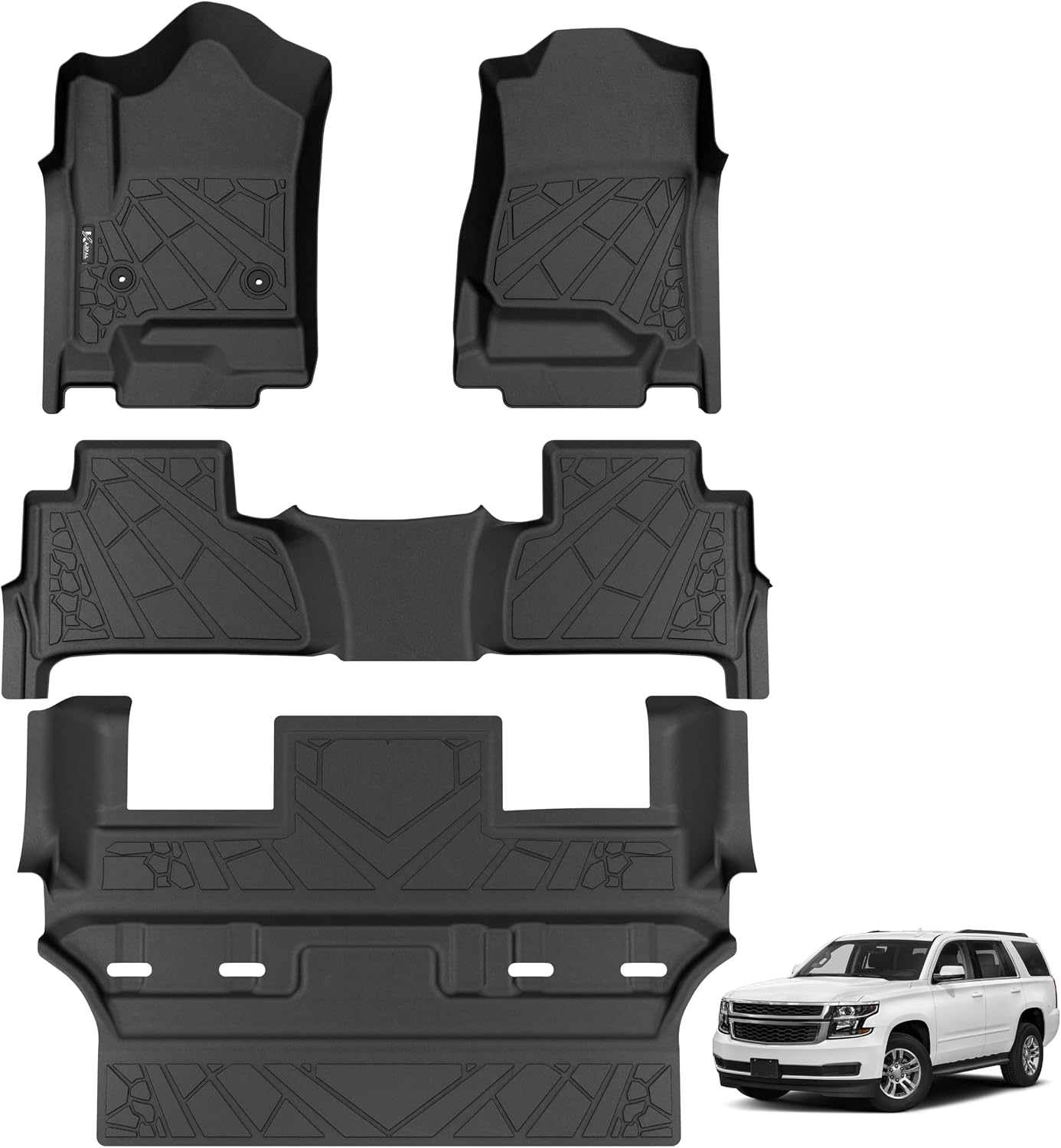 KARPAL Floor Mats for 2007-2013 Chevy Silverado & GMC Sierra 1500 Crew Cab / 2007-2014 2500/3500 HD(Footwell Coverage), All-Weather TPE Custom Fit Floor Liners Car Accessories
