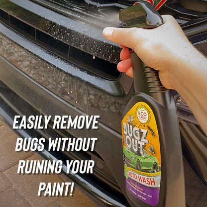 Car Bug Cleaner, Remover & Wash - Spray Bugs, Tar, Bird Poop Off Exterior of Car & Windshield. Remove Black Streaks Without Scratching or Removing Paint. 24 oz bottle w/ Microfiber Cloth
