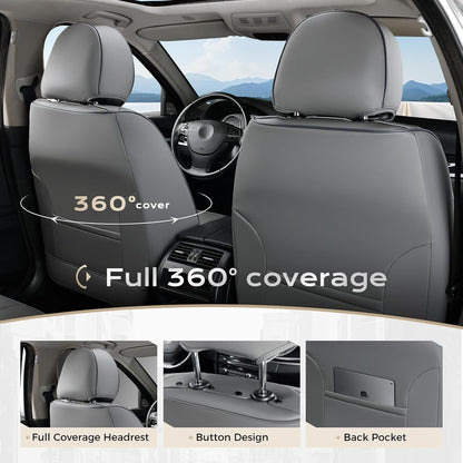 Coverado Seat Covers Full Set, Black Seat Covers for Cars 5 Seats, Car Seat Protector, Waterproof Nappa Leather Car Seat Cushion, Front and Rear Car Seat Cover Fit for Most Sedans SUV Pick-up Truck - Colors B