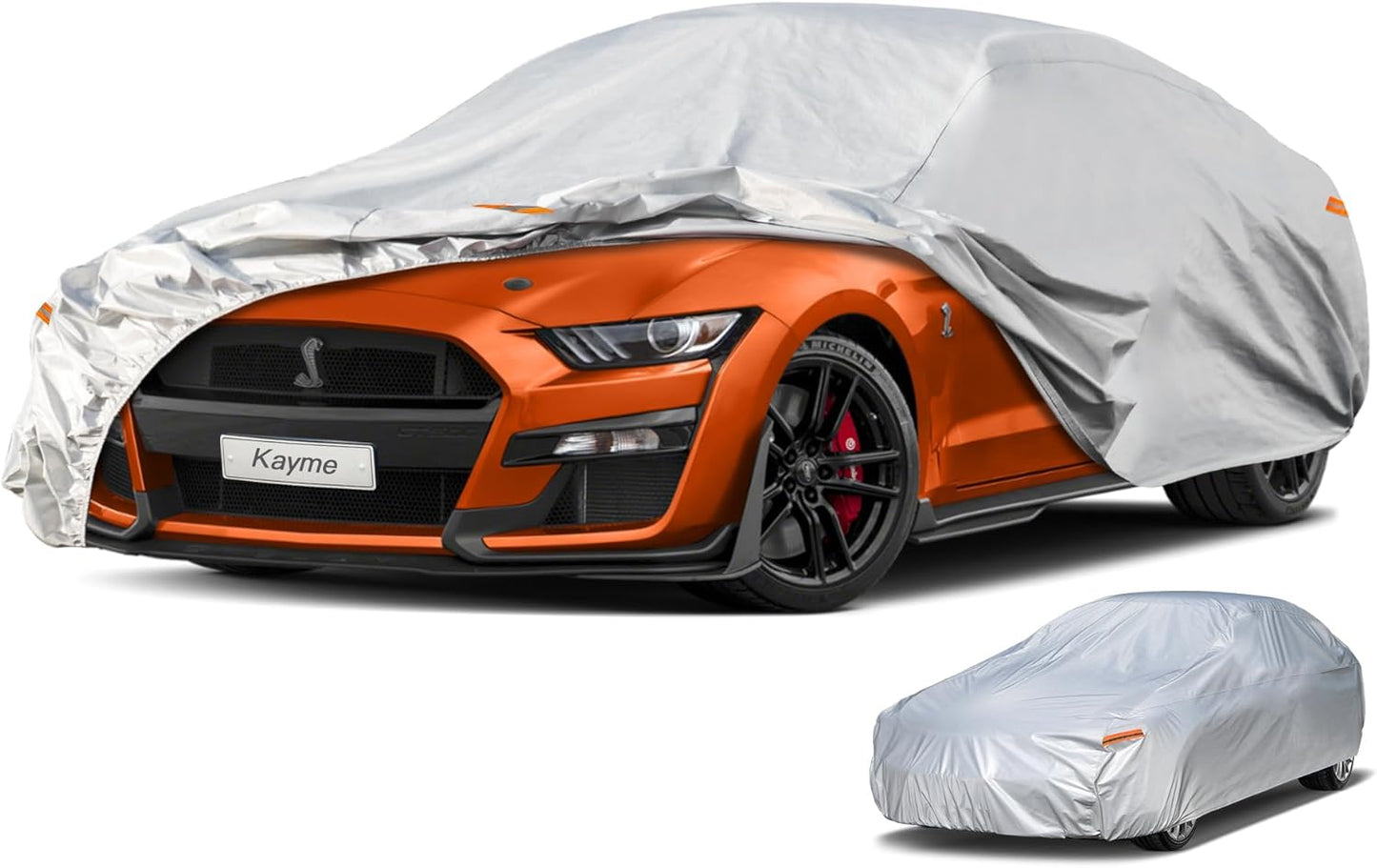 Kayme Sedan Car Cover Waterproof All Weather for Automobiles - See Vehicle Size Chart for Accurate Fit - Outdoor Full Exterior Cover Sun Rain Snow UV Protection with Zipper. Size A4 (See Size Chart)