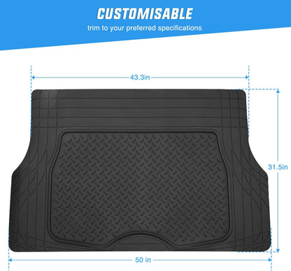 Nilight Rubber Cargo Mats for Cars Trucks SUVs,Universal Trim to fit for Most Vehicles,All Weather Protection Heavy Duty Cargo Liners