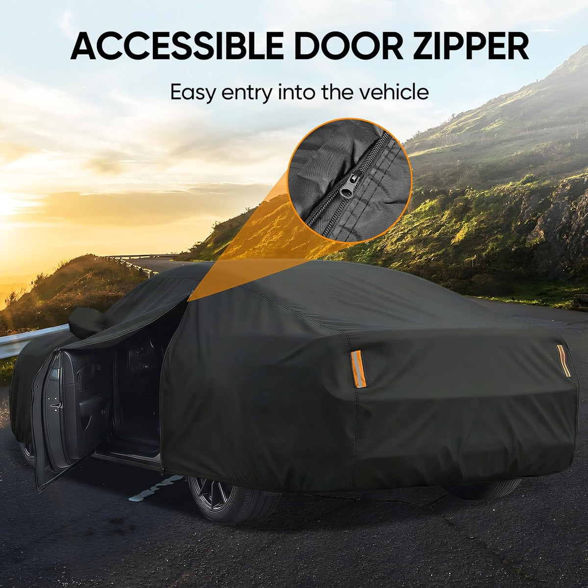 NEVERLAND Sedan Car Cover Waterproof Heavy Duty All Weather Protection Snow Anti-UV Windproof Outdoor Full Car Cover Fit for Automobiles BMW/Mercedes-Benz/Honda（for Car Size:183''L x 70''W x 59''H）