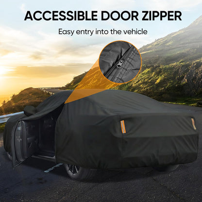 NEVERLAND Sedan Car Cover Waterproof Heavy Duty All Weather Protection Snow Anti-UV Windproof Outdoor Full Car Cover Fit for Automobiles BMW/Mercedes-Benz/Honda（for Car Size:183''L x 70''W x 59''H）