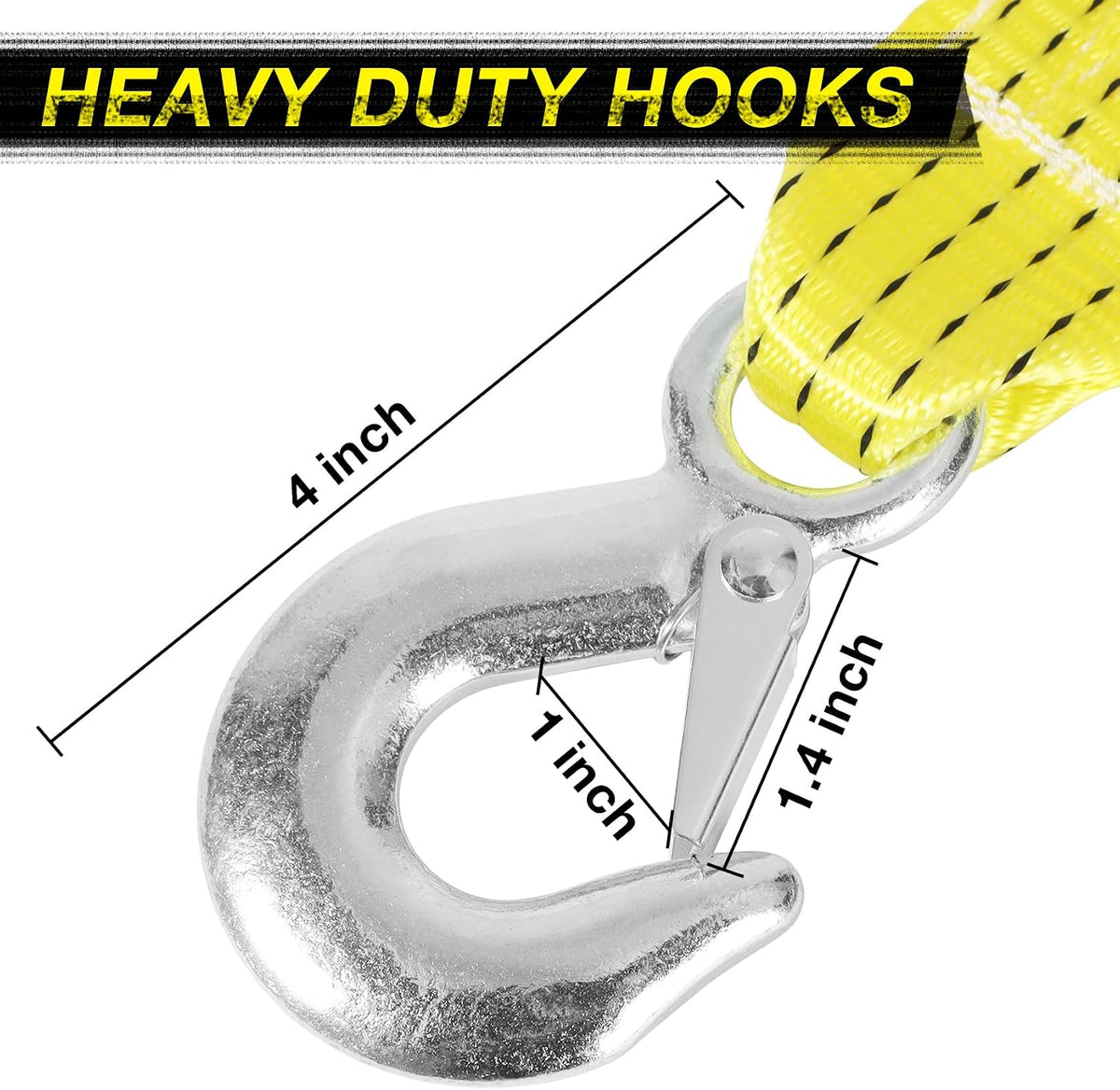 Tow Strap with Hooks, 2" x 20ft Heavy Duty Recovery Strap 15000 lbs Capacity Towing Straps for Car Truck Boat ATV Roadside Emergency